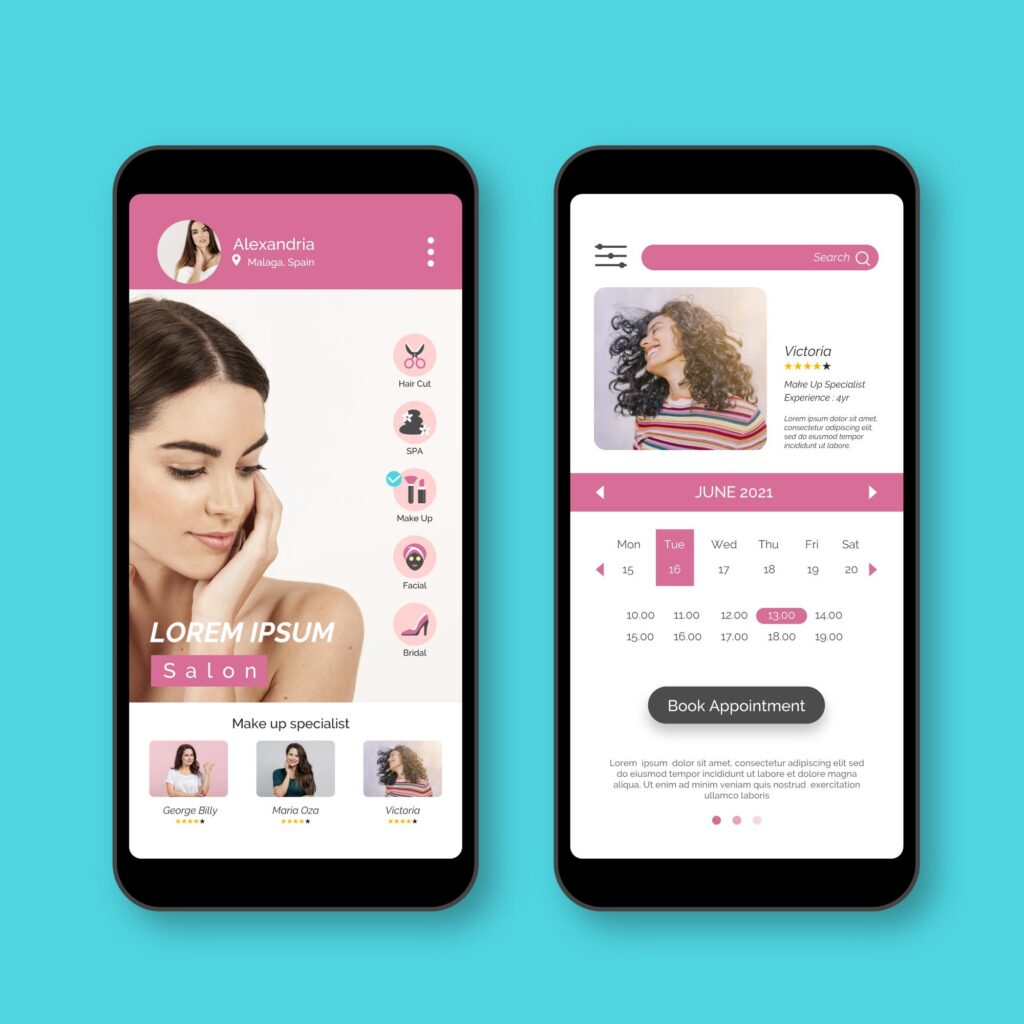 Modern beauty salon website template with online booking and service showcase